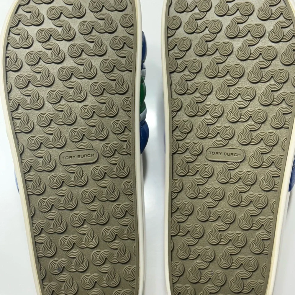 Tory Burch Blue and Green Striped Slides - Picture 3 of 11